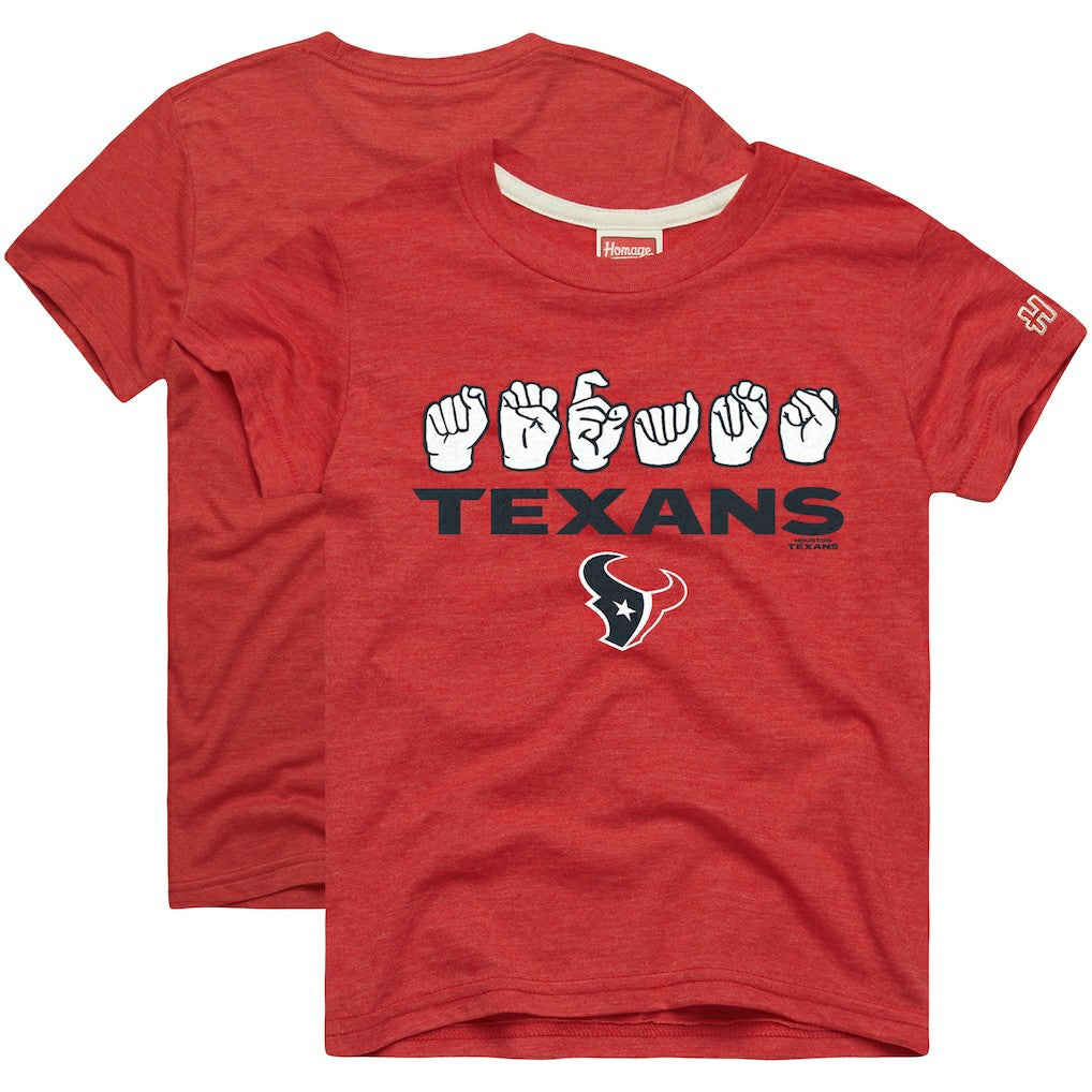 Homage Youth Love Sign x ASL 2.0 Tri-Blend T-Shirt - Houston Texans T-shirts