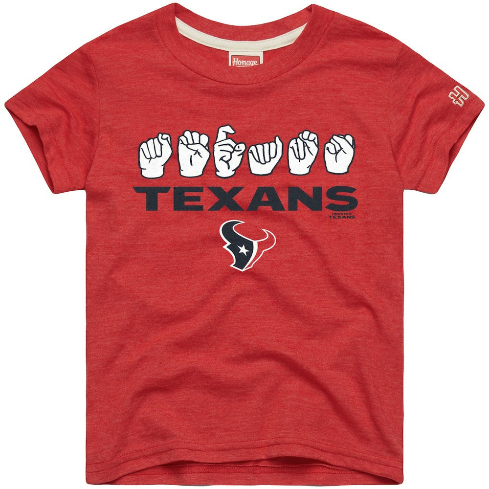 Homage Youth Love Sign x ASL 2.0 Tri-Blend T-Shirt - Houston Texans T-shirts