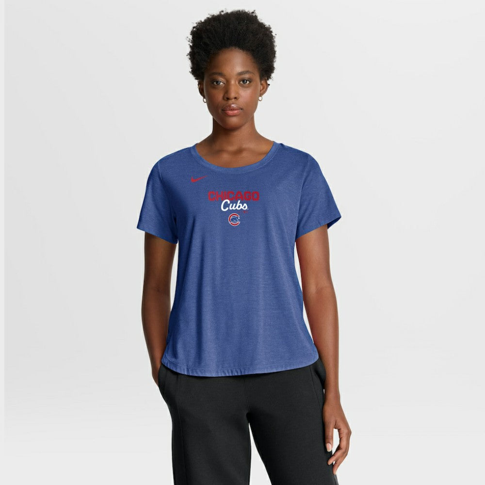 Heather Royal Chicago Cubs Nike Women's Arched Tri-Blend T-Shirt