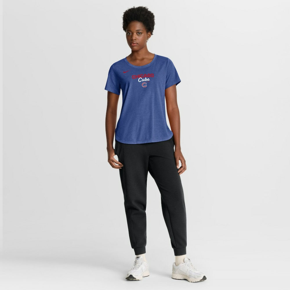 Heather Royal Chicago Cubs Nike Women's Arched Tri-Blend T-Shirt