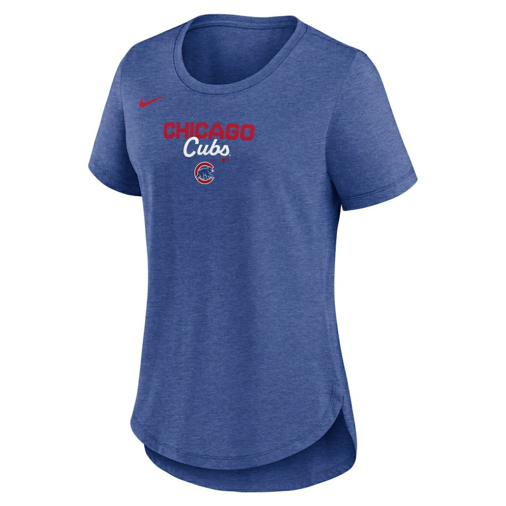 Heather Royal Chicago Cubs Nike Women's Arched Tri-Blend T-Shirt