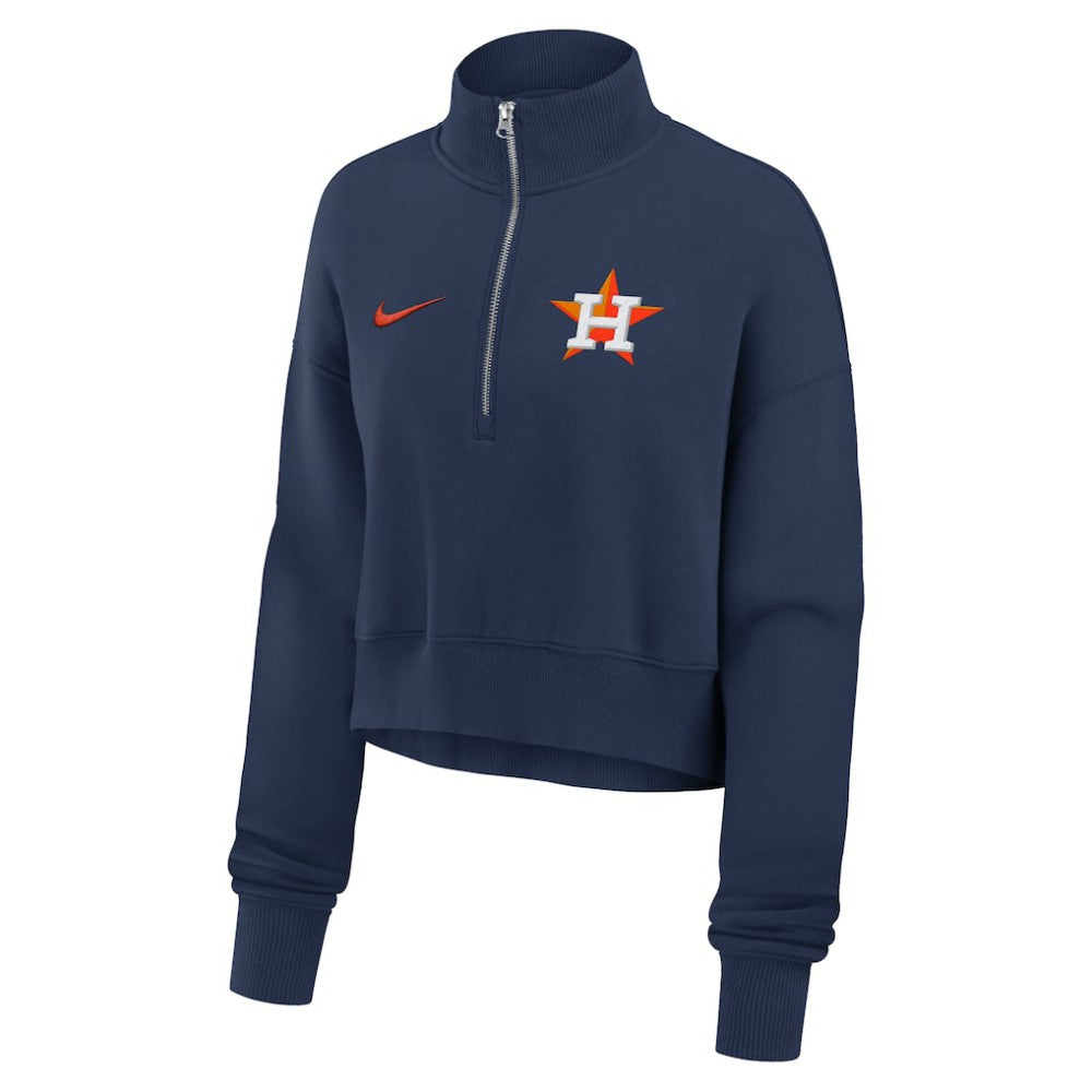 Navy Houston Astros Nike Women's Primetime Phoenix Fleece Half-Zip Sweatshirt