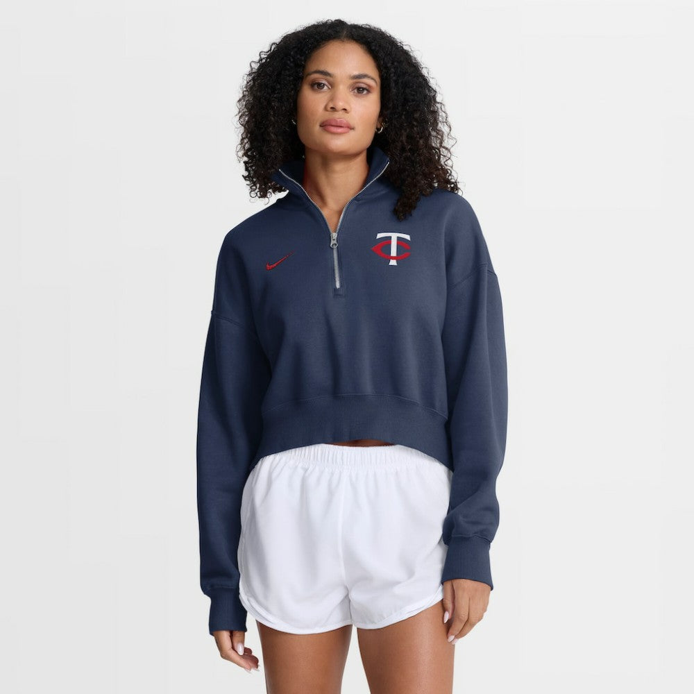 Navy Minnesota Twins Nike Women's Primetime Phoenix Fleece Half-Zip Sweatshirt