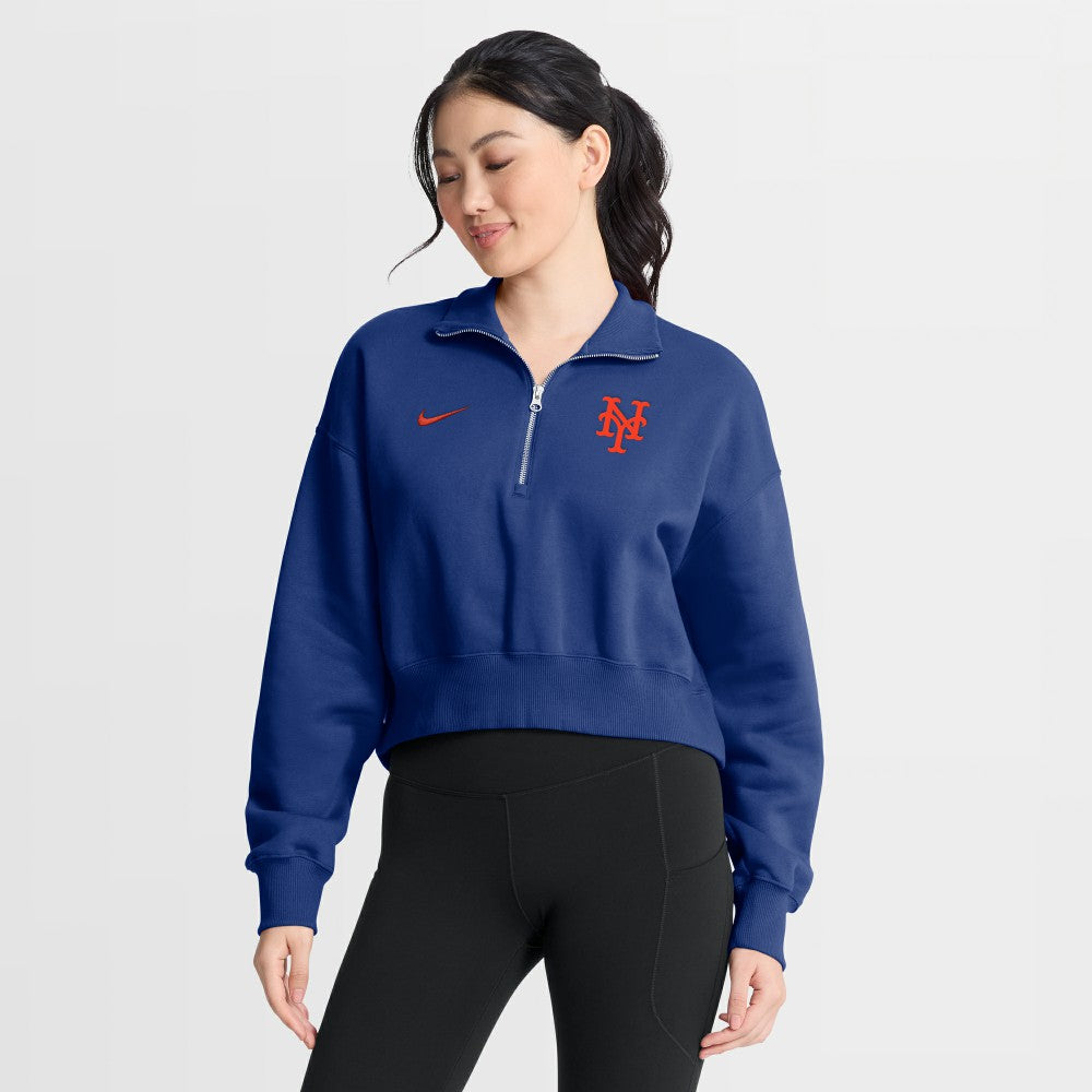 Royal New York Mets Nike Women's Primetime Phoenix Fleece Half-Zip Sweatshirt
