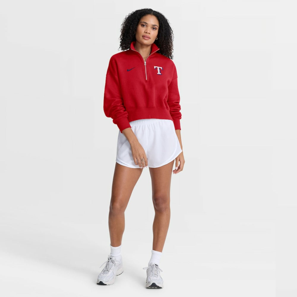 Red Texas Rangers Nike Women's Primetime Phoenix Fleece Half-Zip Sweatshirt