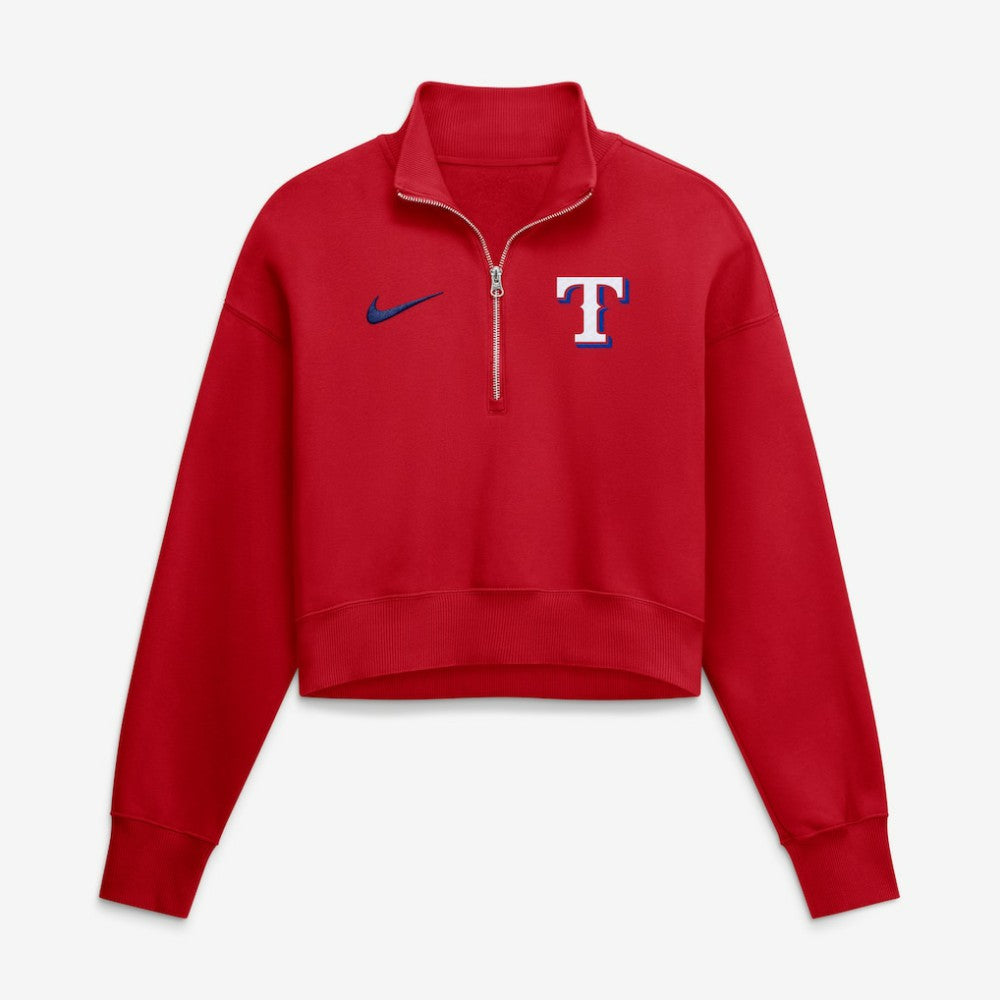 Red Texas Rangers Nike Women's Primetime Phoenix Fleece Half-Zip Sweatshirt