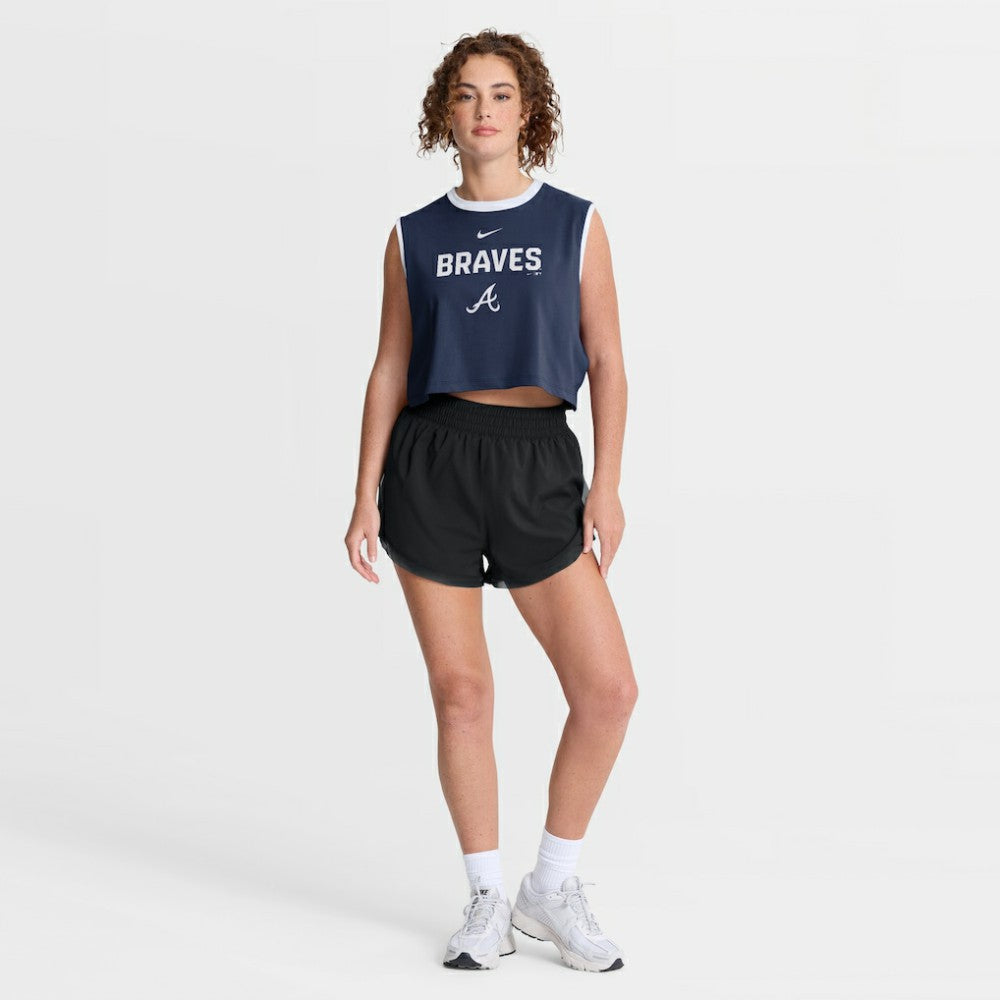 Navy Atlanta Braves Nike Women's Primetime Loose Dri-FIT Cropped Tank Top