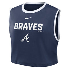 Navy Atlanta Braves Nike Women's Primetime Loose Dri-FIT Cropped Tank Top