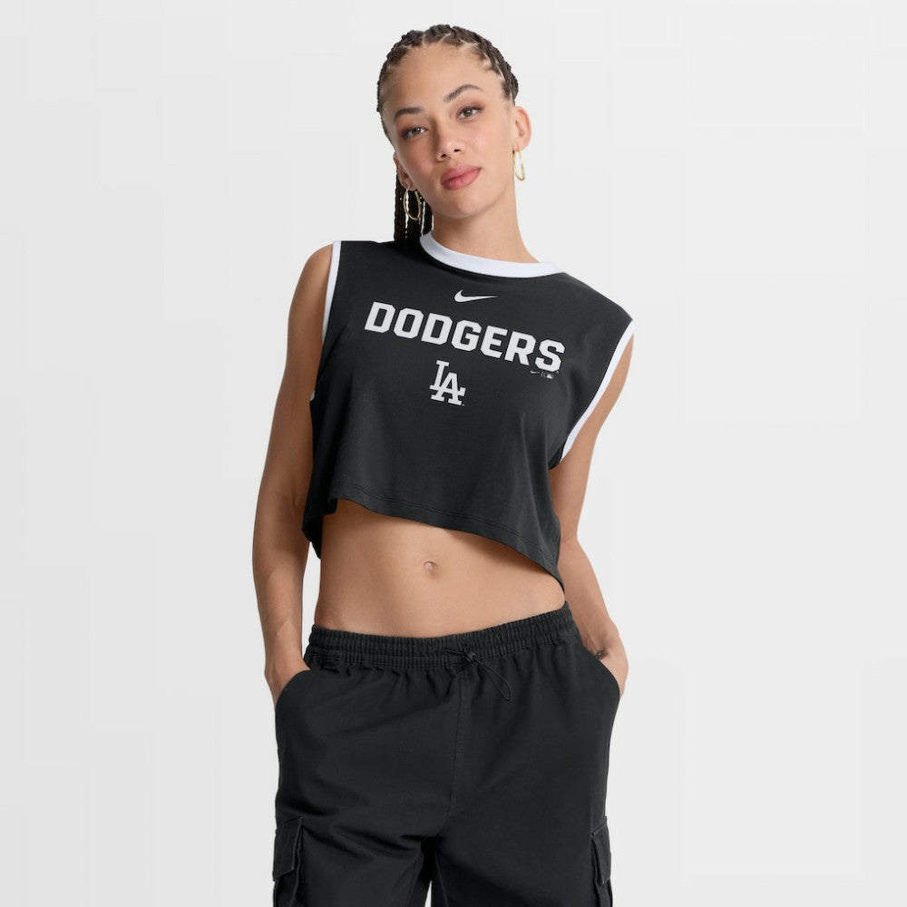 Black Los Angeles Dodgers Nike Women's Primetime Loose Dri-FIT Cropped Tank Top
