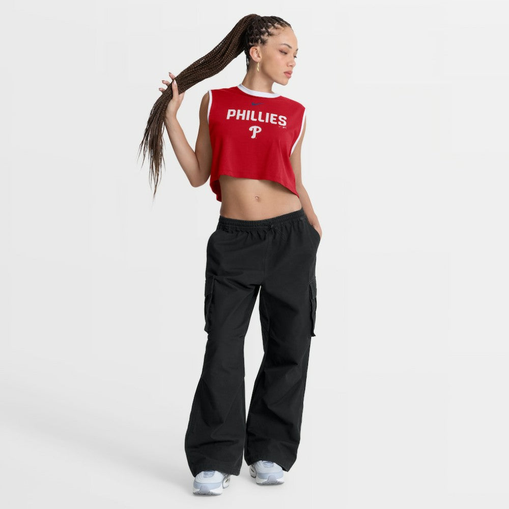 Red Philadelphia Phillies Nike Women's Primetime Loose Dri-FIT Cropped Tank Top
