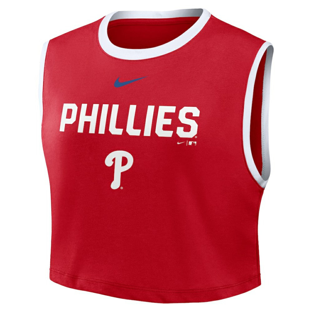 Red Philadelphia Phillies Nike Women's Primetime Loose Dri-FIT Cropped Tank Top