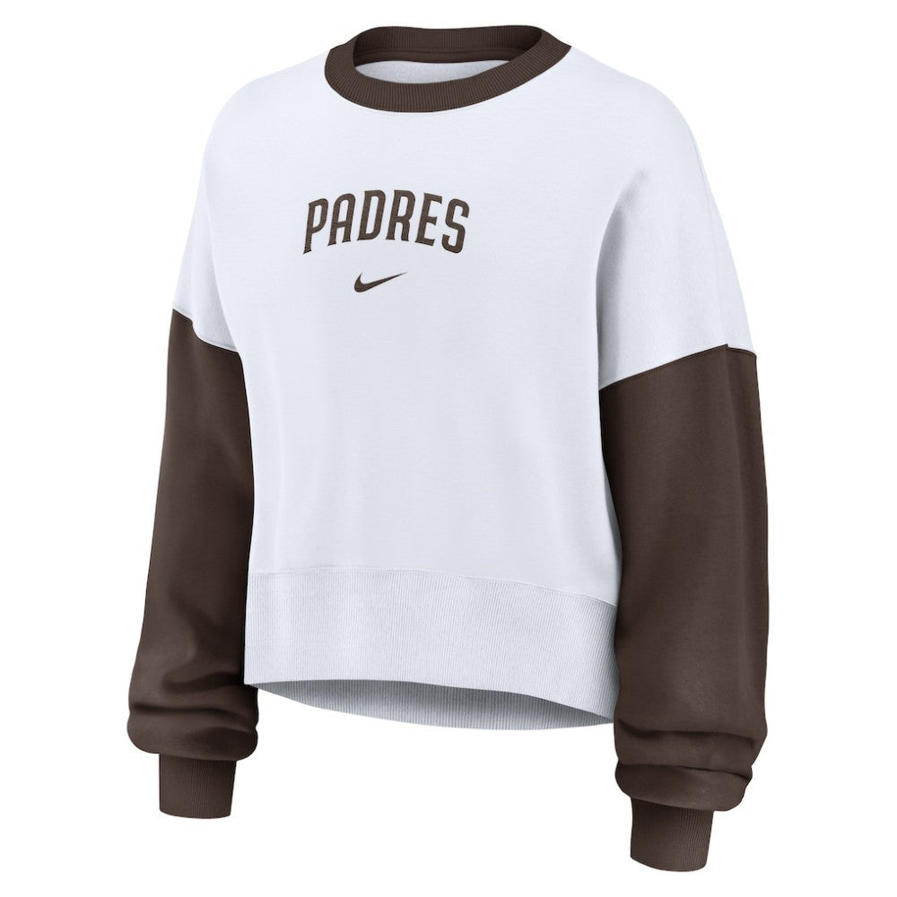 White/Brown San Diego Padres Nike Women's Oversized High Hip Fleece Sweatshirt