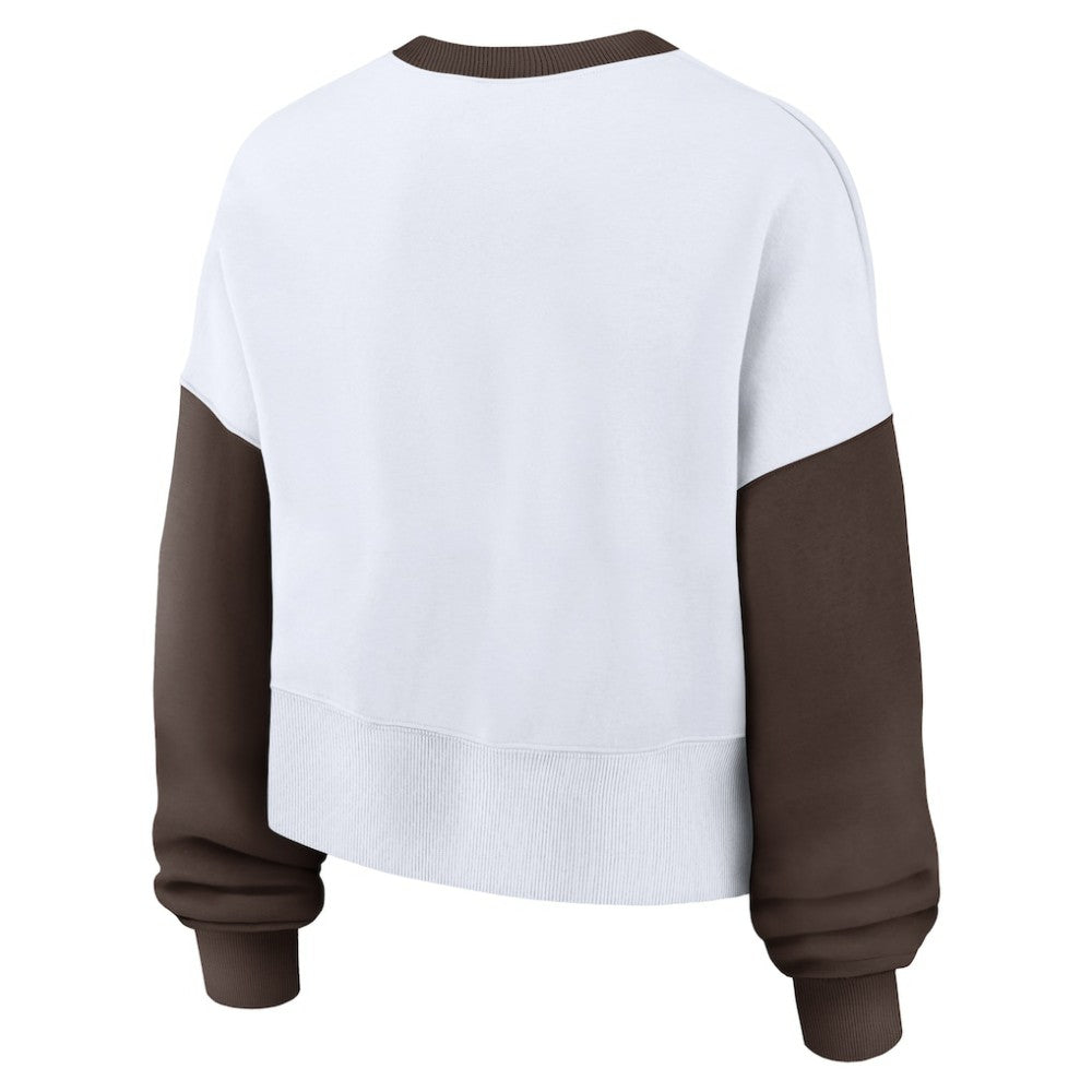 White/Brown San Diego Padres Nike Women's Oversized High Hip Fleece Sweatshirt