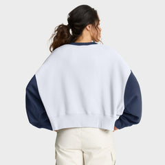 White/Navy Boston Red Sox Nike Women's Oversized High Hip Fleece Sweatshirt