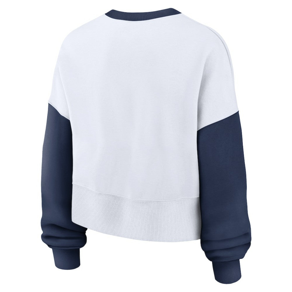 White/Navy Boston Red Sox Nike Women's Oversized High Hip Fleece Sweatshirt