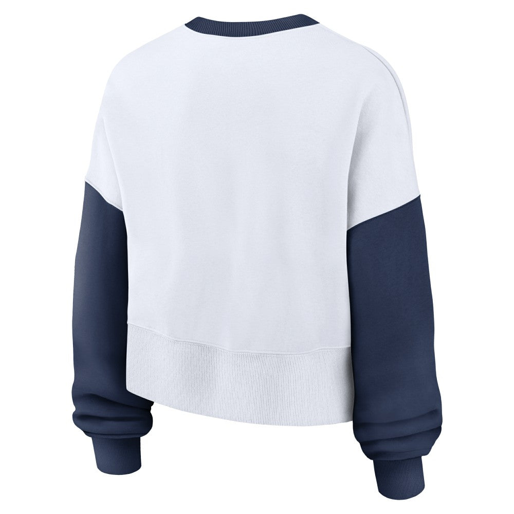 White/Navy Cleveland Guardians Nike Women's Oversized High Hip Fleece Sweatshirt