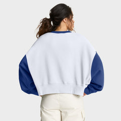 White/Royal Chicago Cubs Nike Women's Oversized High Hip Fleece Sweatshirt