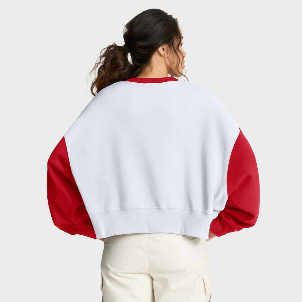 White/Red Cincinnati Reds Nike Women's Oversized High Hip Fleece Sweatshirt