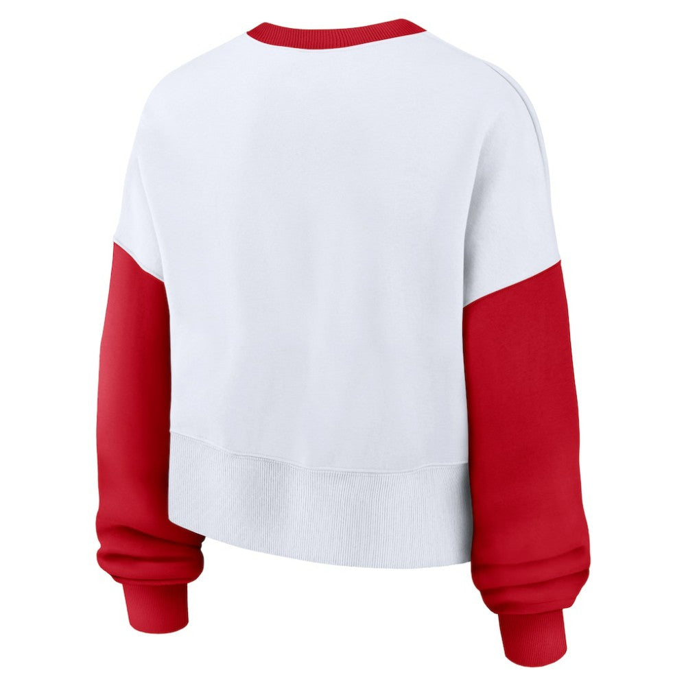White/Red Cincinnati Reds Nike Women's Oversized High Hip Fleece Sweatshirt
