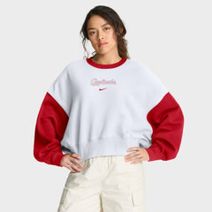 White/Red St. Louis Cardinals Nike Women's Oversized High Hip Fleece Sweatshirt