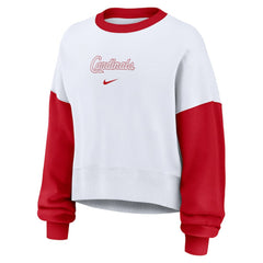 White/Red St. Louis Cardinals Nike Women's Oversized High Hip Fleece Sweatshirt