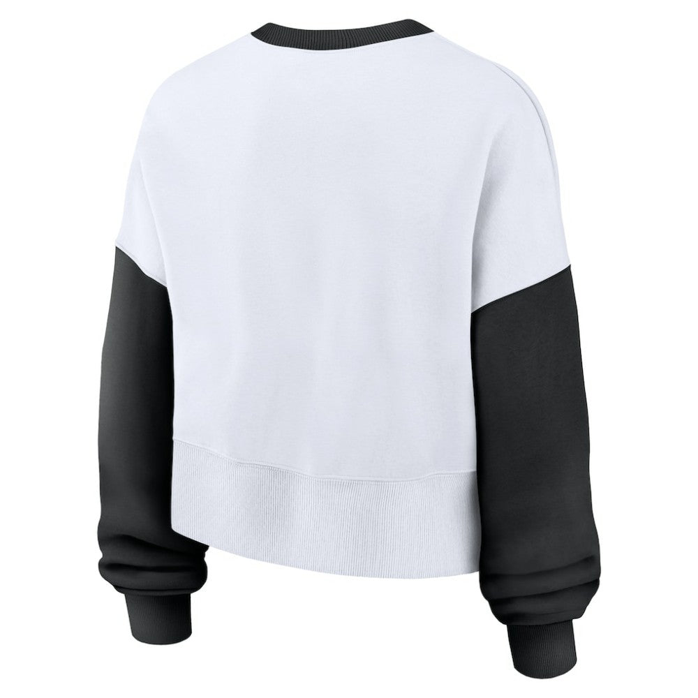 White/Black Baltimore Orioles Nike Women's Oversized High Hip Fleece Sweatshirt