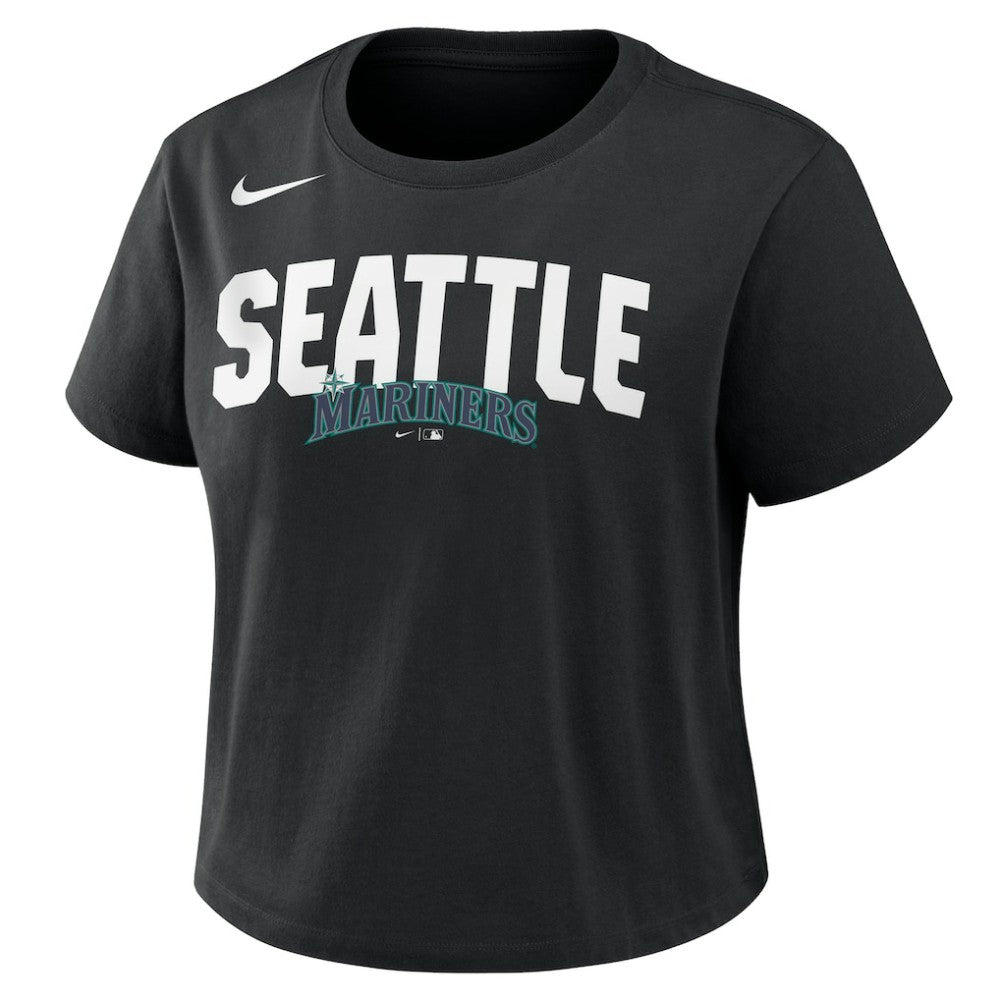 Black Seattle Mariners Nike Women's Mod Cropped T-Shirt