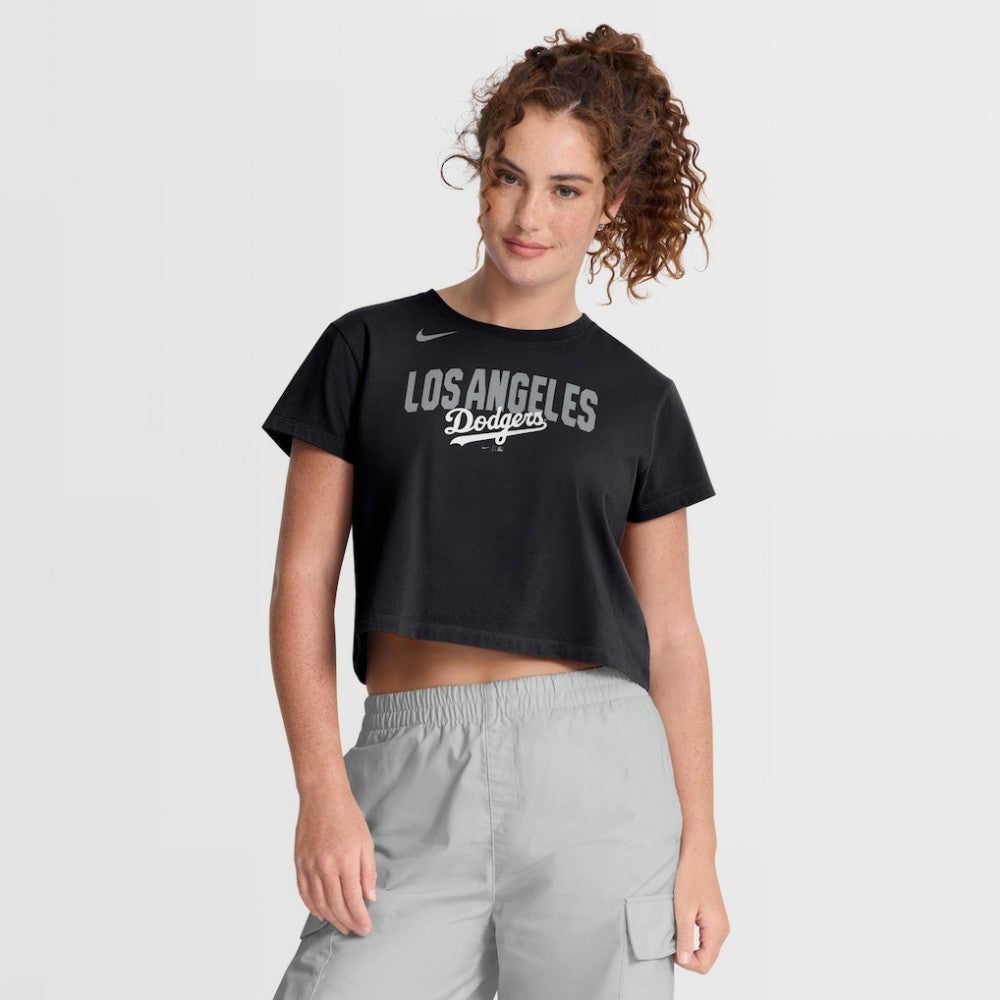 Black Los Angeles Dodgers Nike Women's Mod Cropped T-Shirt