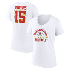 Patrick Mahomes  Women's Floral Name & Number V-Neck T-Shirt - Kansas City Chiefs T-shirts