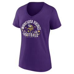 Justin Jefferson  Women's Floral Name & Number V-Neck T-Shirt - Minnesota Vikings T-shirts