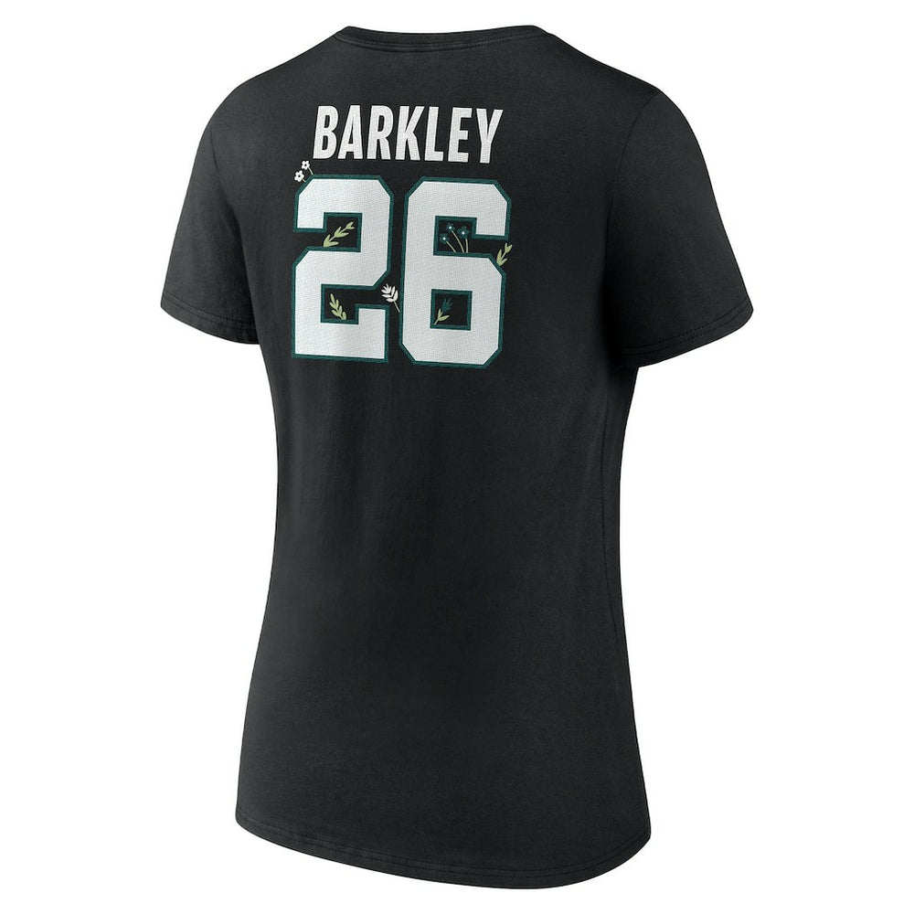 Saquon Barkley  Women's Floral Name & Number V-Neck T-Shirt - Philadelphia Eagles T-shirts