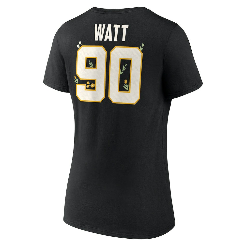 T.J. Watt  Women's Floral Name & Number V-Neck T-Shirt - Pittsburgh Steelers T-shirts
