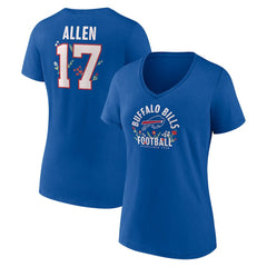 Josh Allen  Women's Floral Name & Number V-Neck T-Shirt - Buffalo Bills T-shirts