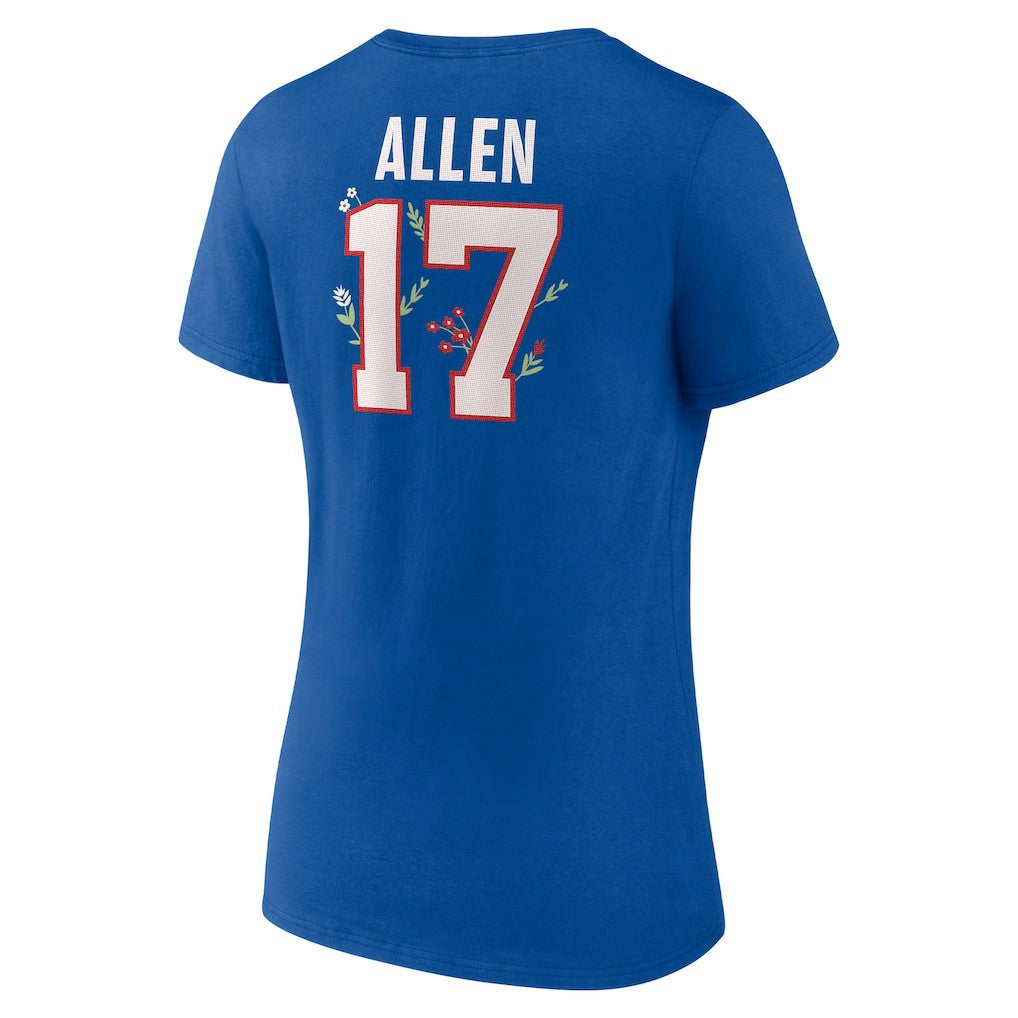 Josh Allen  Women's Floral Name & Number V-Neck T-Shirt - Buffalo Bills T-shirts