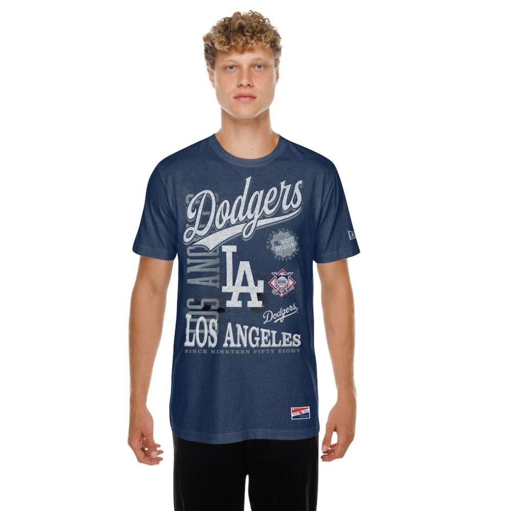 Navy Los Angeles Dodgers New Era  Oversized Throwback Distressed T-Shirt