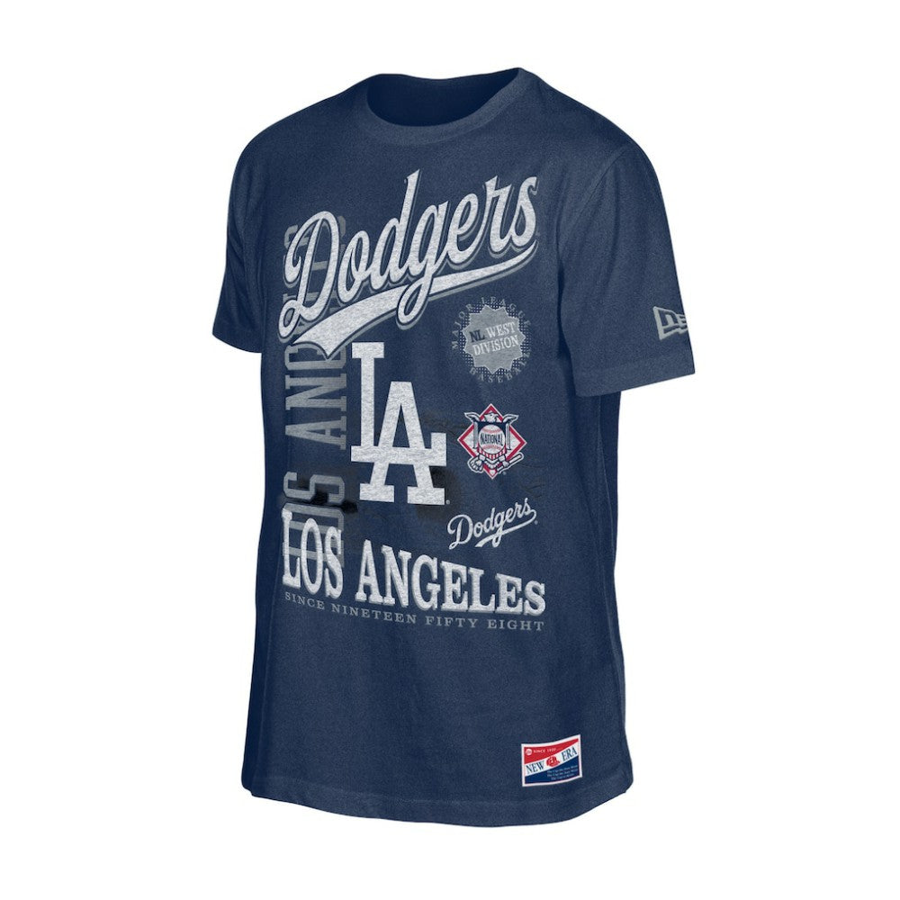 Navy Los Angeles Dodgers New Era  Oversized Throwback Distressed T-Shirt