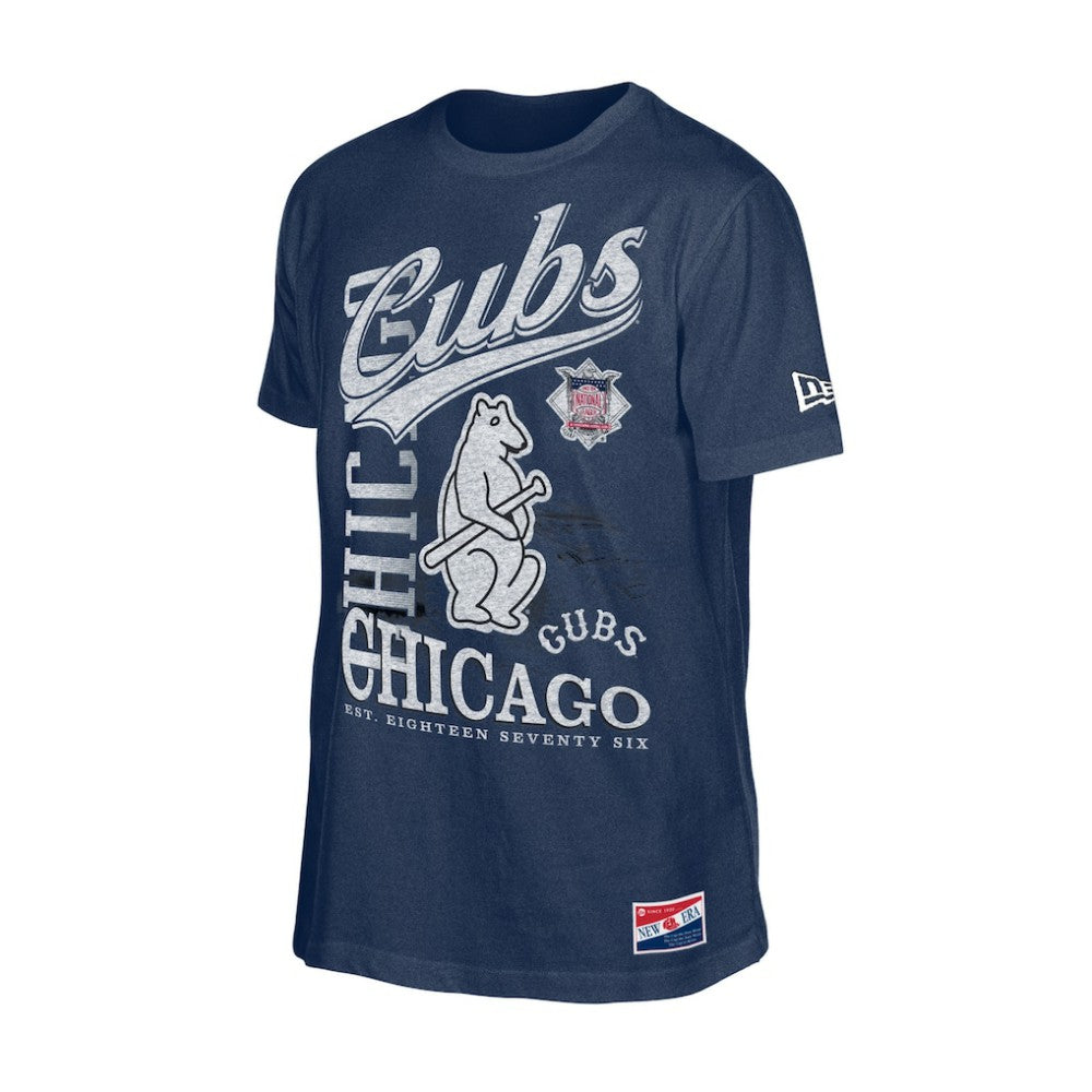 Navy Chicago Cubs New Era  Oversized Throwback Distressed T-Shirt