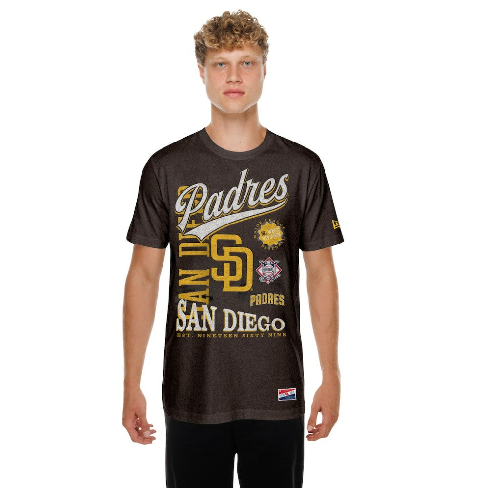 Brown San Diego Padres New Era  Oversized Throwback Distressed T-Shirt
