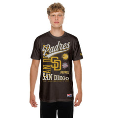 Brown San Diego Padres New Era  Oversized Throwback Distressed T-Shirt