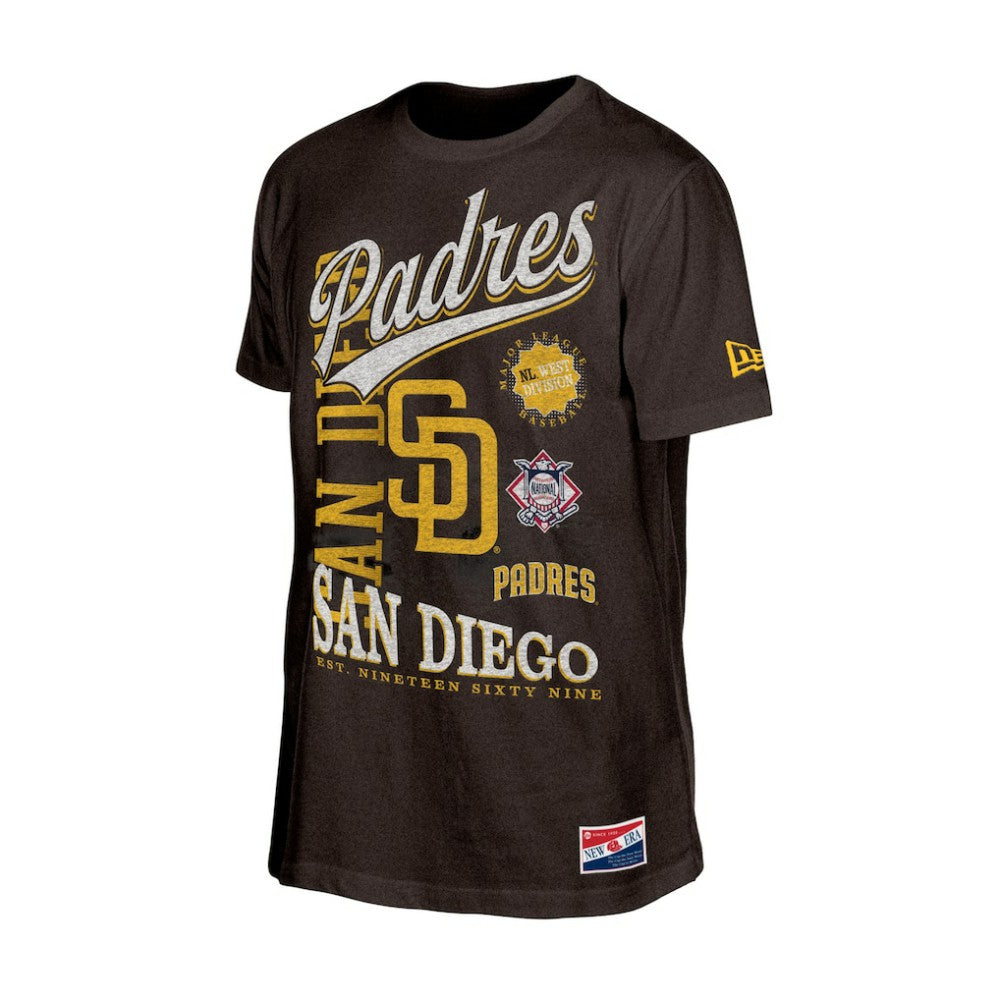 Brown San Diego Padres New Era  Oversized Throwback Distressed T-Shirt