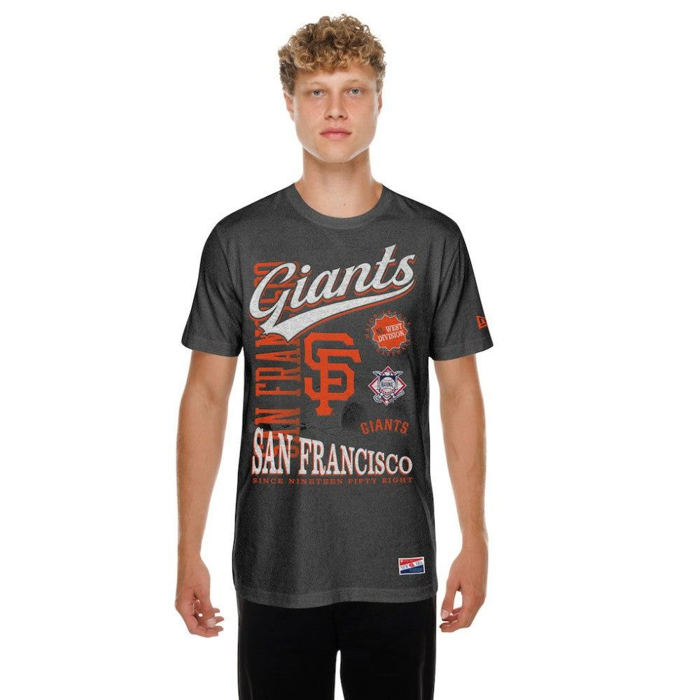 Black San Francisco Giants New Era  Oversized Throwback Distressed T-Shirt