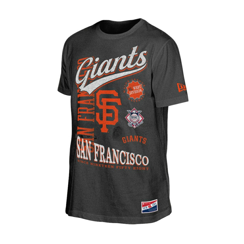 Black San Francisco Giants New Era  Oversized Throwback Distressed T-Shirt