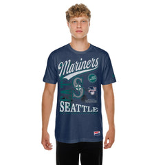 Navy Seattle Mariners New Era  Oversized Throwback Distressed T-Shirt