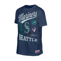 Navy Seattle Mariners New Era  Oversized Throwback Distressed T-Shirt