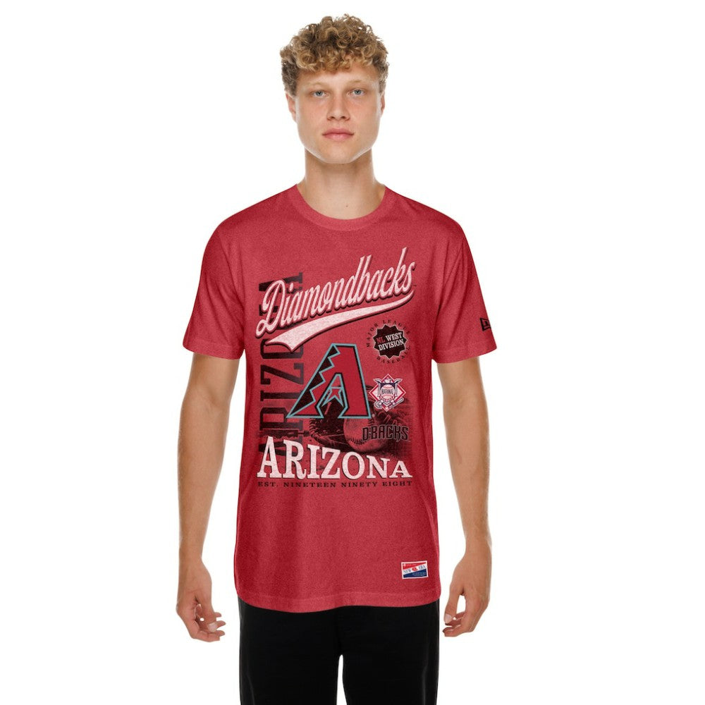 Red Arizona Diamondbacks New Era  Oversized Throwback Distressed T-Shirt