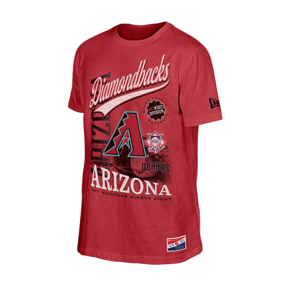 Red Arizona Diamondbacks New Era  Oversized Throwback Distressed T-Shirt