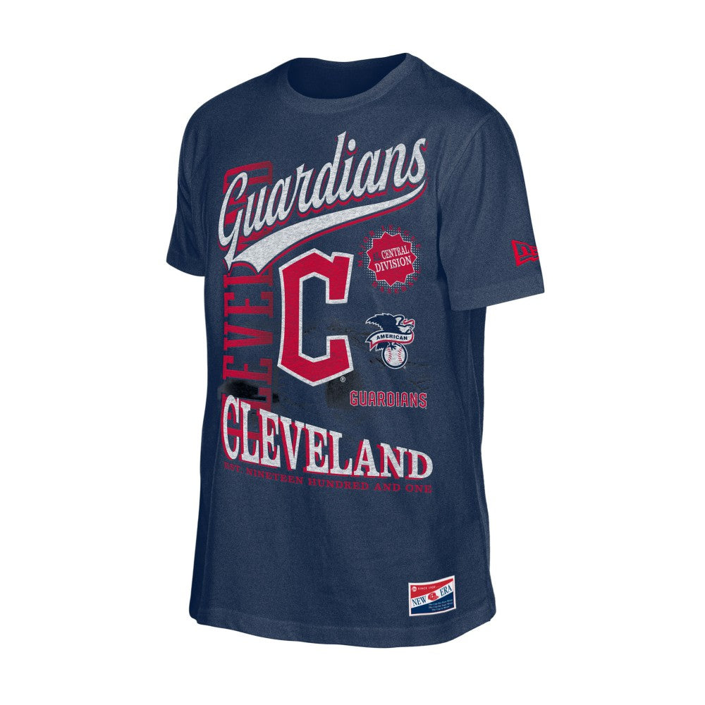 Navy Cleveland Guardians New Era  Oversized Throwback Distressed T-Shirt