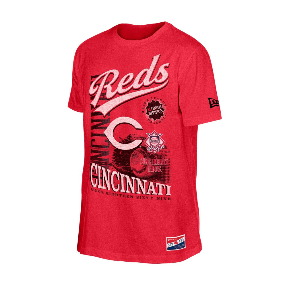 Red Cincinnati Reds New Era  Oversized Throwback Distressed T-Shirt
