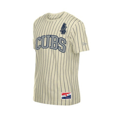 Cream Chicago Cubs New Era Throwback Meshback Pinstripe T-Shirt