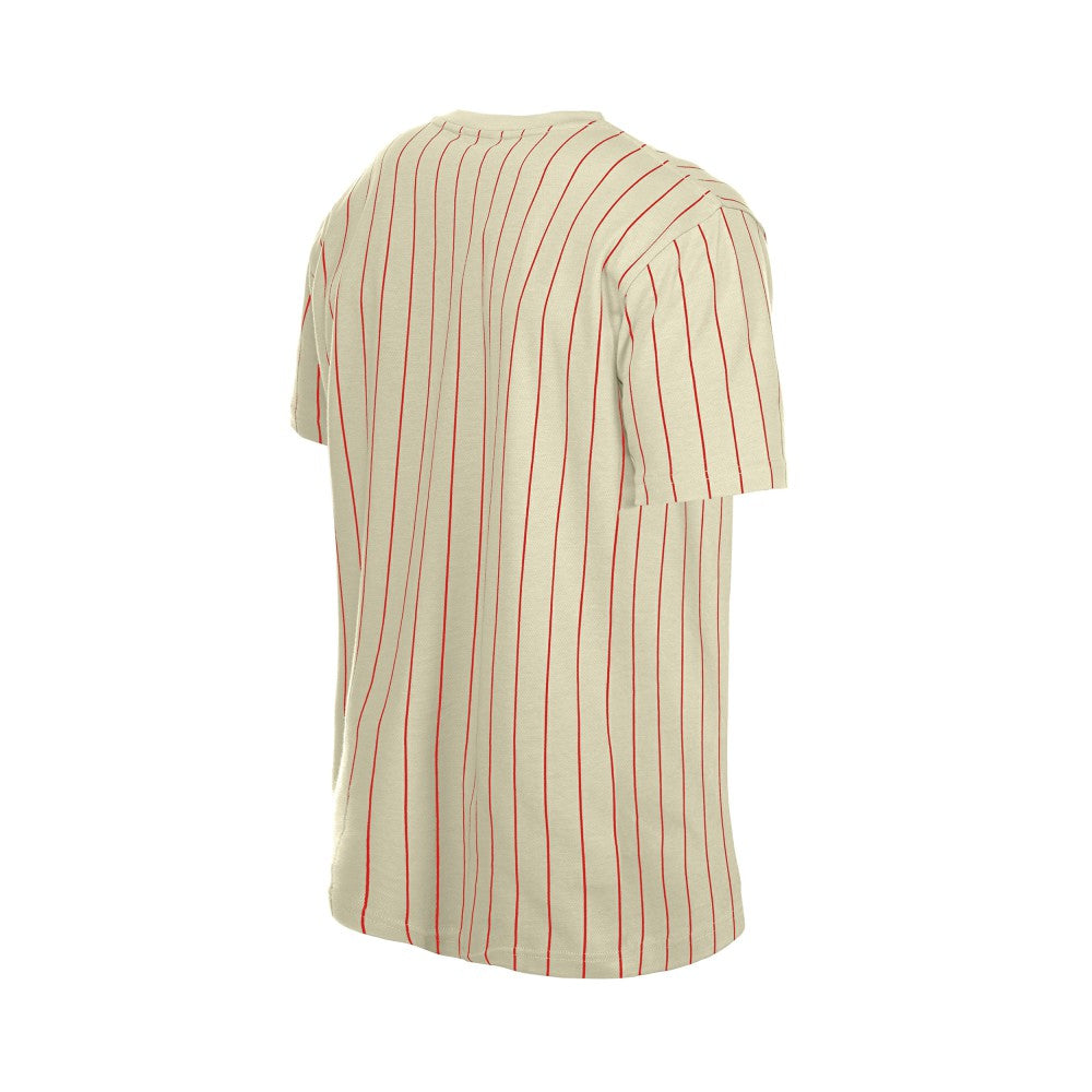 Cream Cincinnati Reds New Era Throwback Meshback Pinstripe T-Shirt